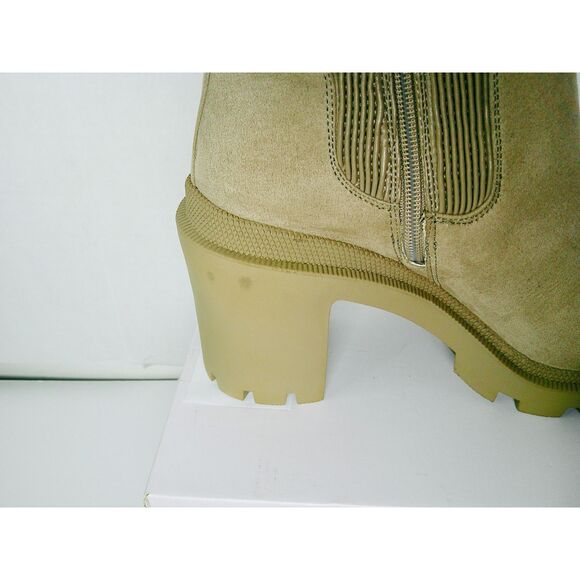 JLO JENNIFER LOPEZ BEIGE FAUX SUEDE 4" PLATFORM CHUNKY ANKLE BOOT. WOMEN'S 10M - Picture 3 of 5
